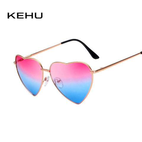 KEHU Heart Shaped Sunglasses WOMEN metal Reflective LENES Fashion sun GLASSES MEN Mirror oculos de sol NEW k9073