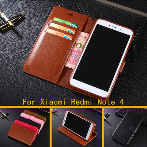 Wallet Case For Xiaomi Redmi Note 4 Chinese Version Flip Cover PU Leather Stand Phone Bags Cases For Redmi Note 4 Pro 5.5''