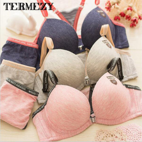 Fashion Cotton sexy Front Closure deep v bra Sets Seamless Push up Adjustable 3/4 Cup Bra & Comfortable Panties Sets