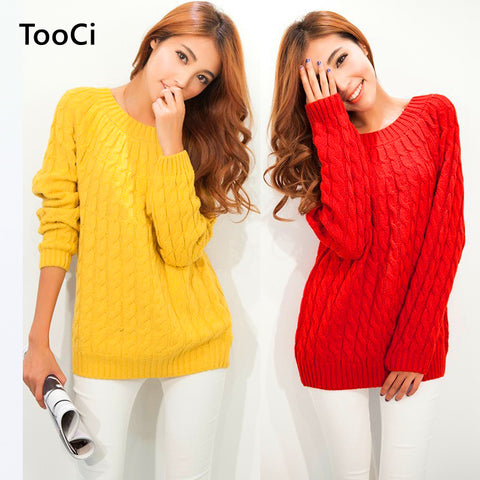 9 Colours Women Sweater Pullovers Fashion Casual Long Sleeve O-neck Twist Knitted Christmas Sweter Casacos Femininos