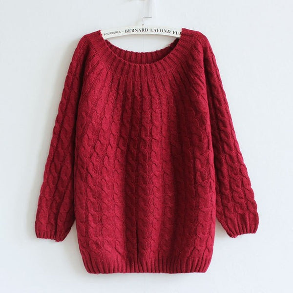 9 Colours Women Sweater Pullovers Fashion Casual Long Sleeve O-neck Twist Knitted Christmas Sweter Casacos Femininos