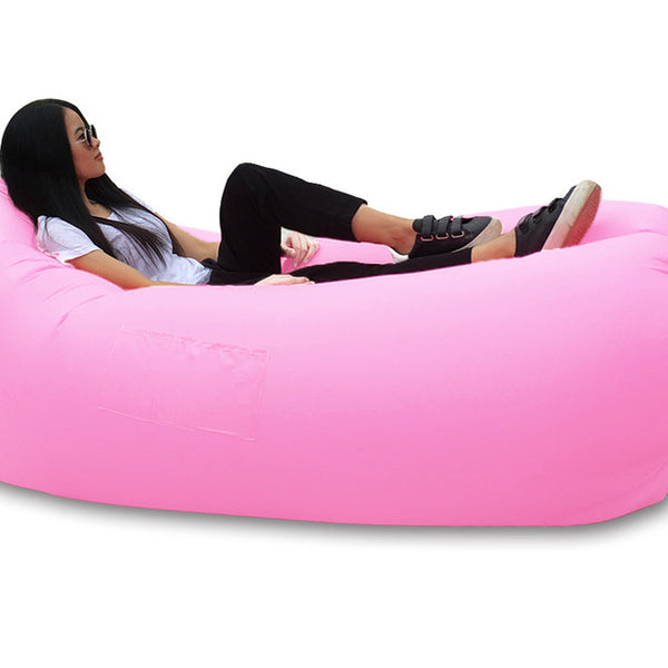 Fast Inflatable hangout Camping Sleep Bed Air Sofa Beach Bed Banana Lounger Air Bed Lazy Sleeping Bag With Side Pocket
