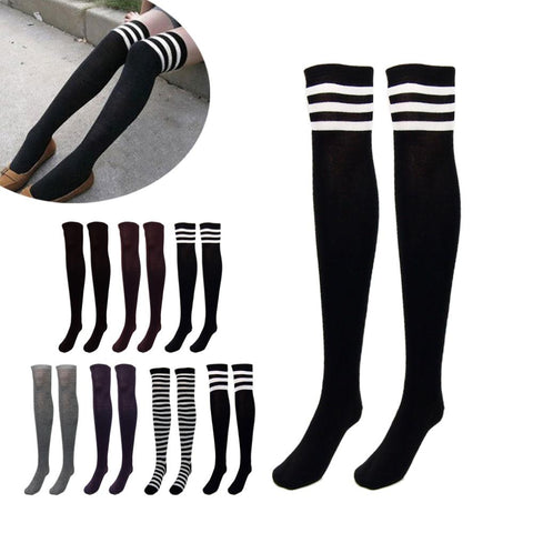 Fashion Design Women  girl Over the Knee Socks Thigh High Thick Socks Stripe Like Stockings Striped solid color 7 Choice