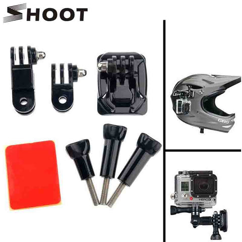 SHOOT Curved Base and Tripod Screw Helmet Mount For Gopro Hero 5 3 4 Session Xiaomi Yi 4K SJCAM SJ4000 Camera Go Pro Accessory