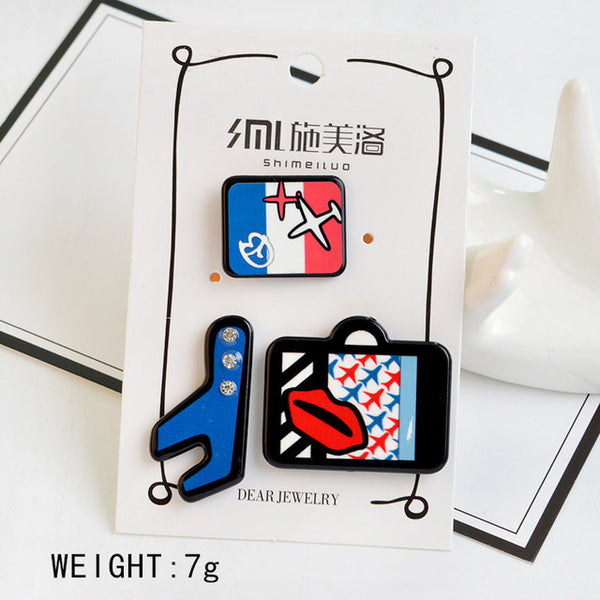 1-4 pcs/set Creative Cartoon Bear Panda Heart Music Note Smile Airplane Brooch Button Pins Denim Jacket Pin Badge Jewelry Gift