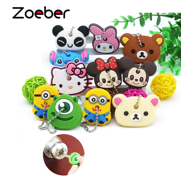 ZOEBER Funny animal keychain cartoon key chain Anime Mickey Minion Anime keycover animation key caps Children femme Keychain