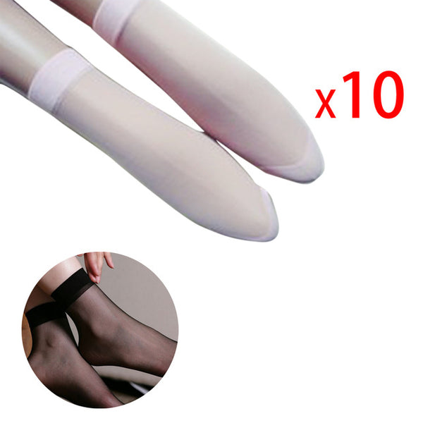 Fashional Spandex Nylon 10Pairs Women Elastic Ultra-thin Transparent Short Crystal Ankle Socks
