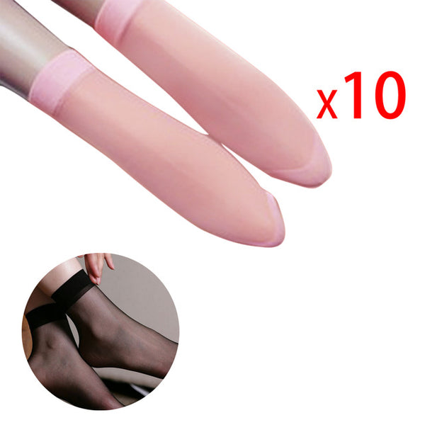 Fashional Spandex Nylon 10Pairs Women Elastic Ultra-thin Transparent Short Crystal Ankle Socks