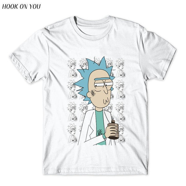 Cool Rick Morty men t shirt 2017 Summer Anime T-shirts Peace among worlds folk White Fitness Cartoon tee shirt homme