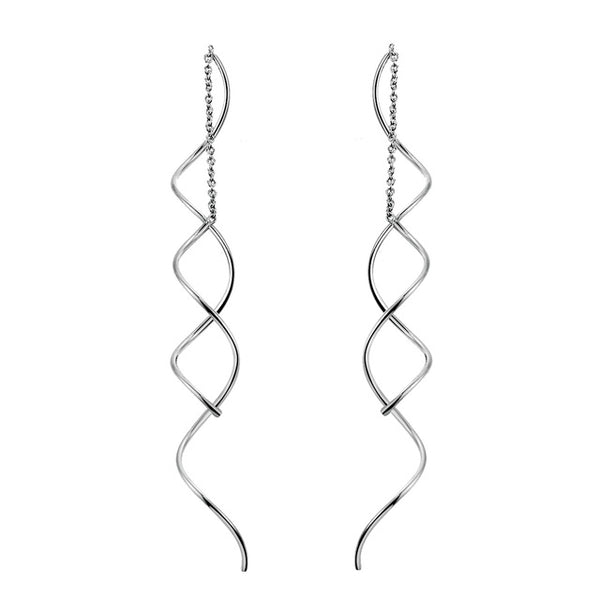Unique Twisted Bar Long Line Chain Earrings Silver/Rose Gold Color Fashion Drop/Dangle Earring Jewelry Ear Cuff For Women DFE243