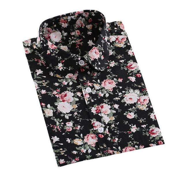 QIHUANG Fashion Brand Women Blouse Shirts 2017 Floral Cotton Turn-down Collar Shirts Plus Size Causal Long Sleeve Female Shirts