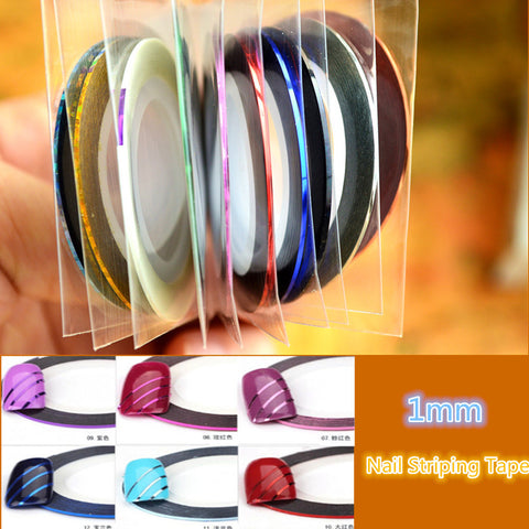 Retail 10 Popular  1mm Nail Striping Tape Line For Nails Decorations Diy Nail Art Self-Adhesive Decal Tools SANC124