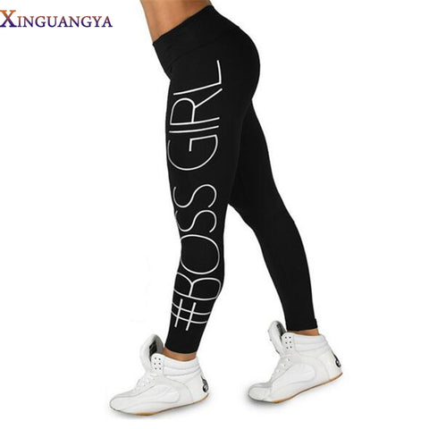 legging Women'S Pants 2017 Fashion Print Boss Girl Printed High Waist Pencil Pants Fitness Leggings Casual Trousers For Women