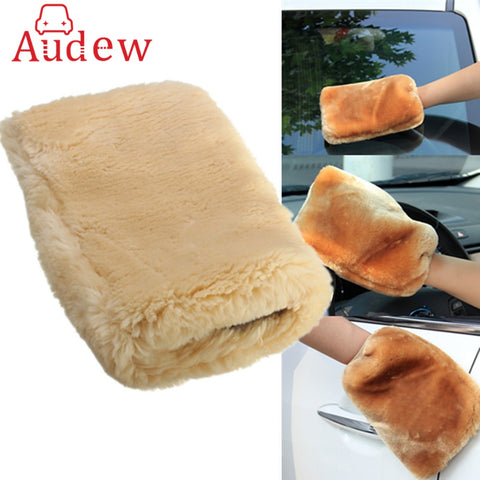 1Piece 24 x 16cm Lambswool Wash Mitt Soft Sheepskin Car Cleaning Glove