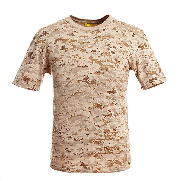 MEGE Summer Cotton T-shirt, Men Military Dry Camo Camp Tees, Camouflage Breathable Tactical  Army Trainning Combat T Shirt