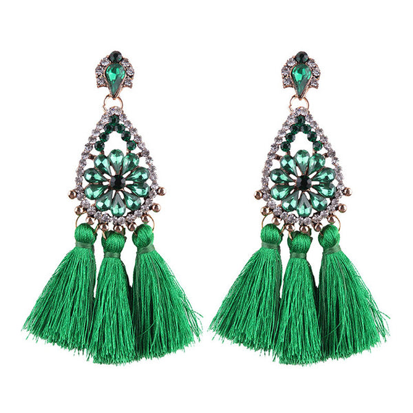 Best lady Fashion Jewelry Tassel Dangle Earrings Cheap Wedding Bohemian Drop Statement Earrings For Women Flowers Charm 5274