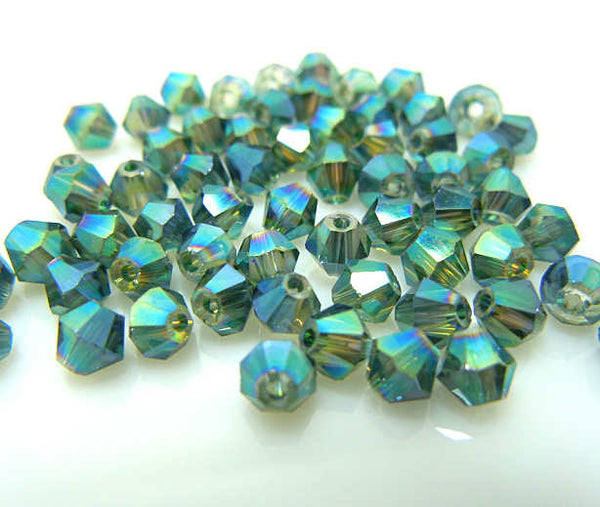 Isywaka Sale Blue Green 200PCS 4mm Bicone Austria Crystal Beads charm Glass Beads Loose Spacer Bead for DIY Jewelry Making