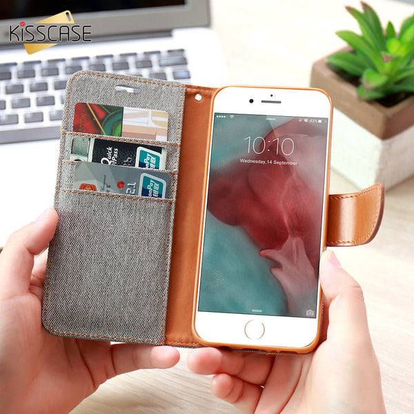 KISSCASE For iPhone 6 6S iPhone 7 Plus 5S SE i5 Cases Wallet For Samsung Galaxy S6 S7 Edge Samsung S8 Plus Case Leather Cover