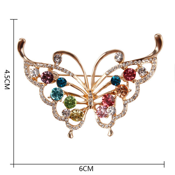 Crystal Rhinestones Assorted Butterfly Brooch Pins Fashion Costume Jewelry for Women or Girls