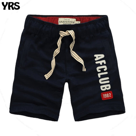 Shorts men 100% cotton Embroidery  Casual keen length short masculino with pocket on side Drawstring