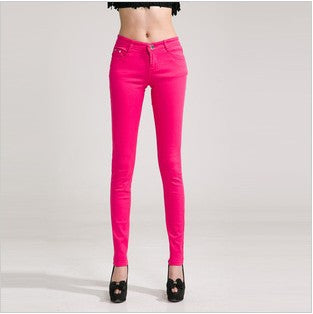 HEE GRAND Women's Candy Pants 2017 Pencil Jeans Ladies Trousers Mid Waist Full Length Zipper Stretch Skinny Women Pant WKP004