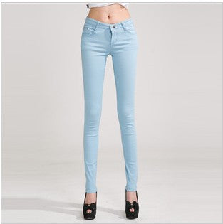 HEE GRAND Women's Candy Pants 2017 Pencil Jeans Ladies Trousers Mid Waist Full Length Zipper Stretch Skinny Women Pant WKP004