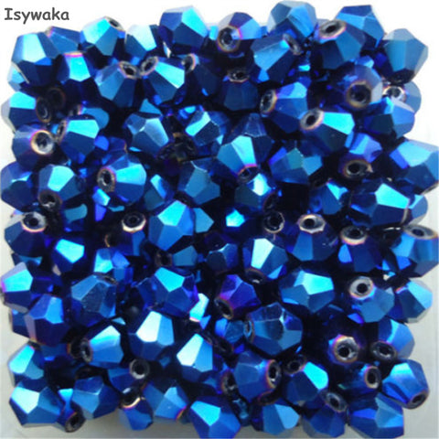 Isywaka Sale Hot Blue 200PCS 4mm Bicone Austria Crystal Beads charm Glass Beads Loose Spacer Bead for DIY Jewelry Making