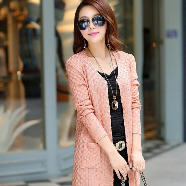 Women Sweater Long Cardigan Fashion Summer Style Long Sleeve Thin Knitted Cardigan  female Sweaters  Free Shipping