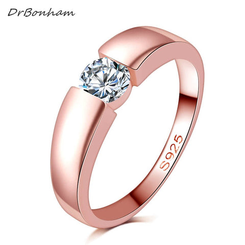 free shipping high quality rose gold filled zircon Rhinestone rings Top Design engagement Band lovers Ring for Women Men DR1718