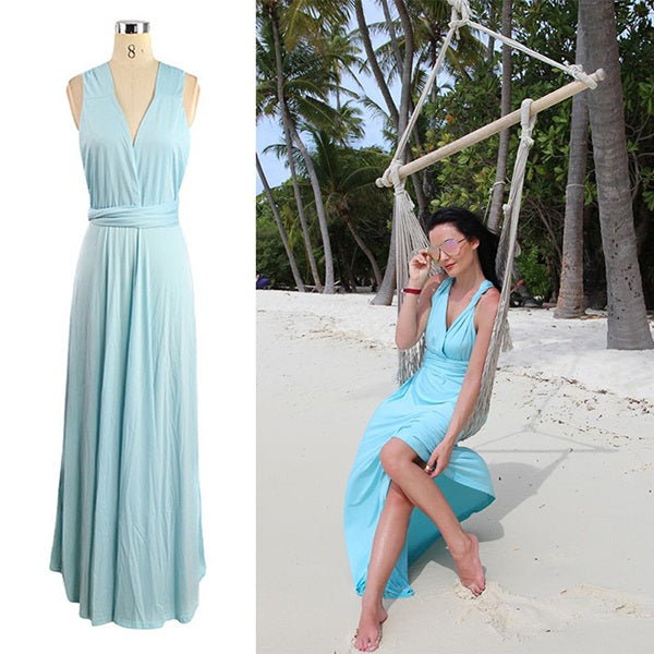 2017 Summer Women Maxi Dress Blue Beach Long Bandage Multiway Convertible Dresses Infinity Sexy Wrap Vestido longo Lady Dress