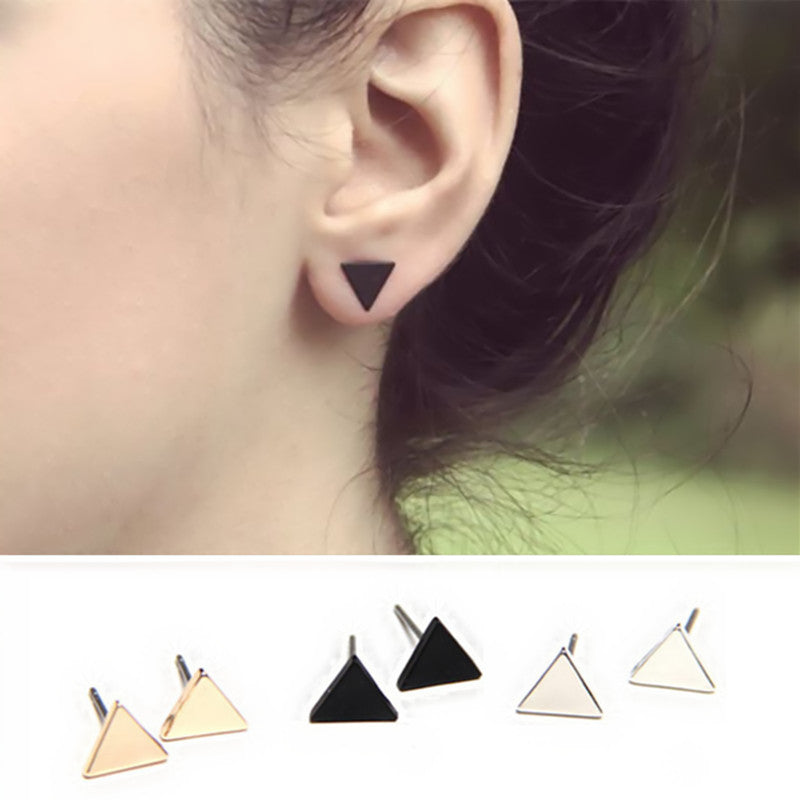 EK941 New European Style Minimalist Boucle Brincos LOVE Geometric Triangle Tiny Stud Earrings For Women Girl Jewelry Orecchini