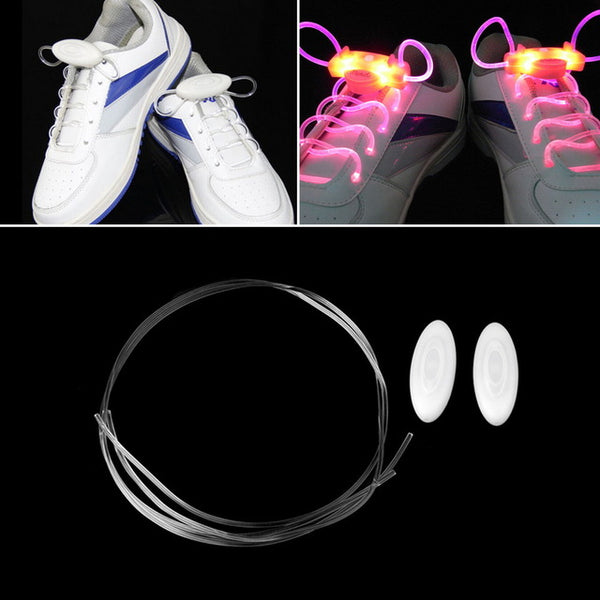 AONIJIE 1 Pair Light Up Hot LED Luminous Shoelaces Flash Party Glowing Shoe Strings Lazy Style 4 Color For Boy&Girl Teenager