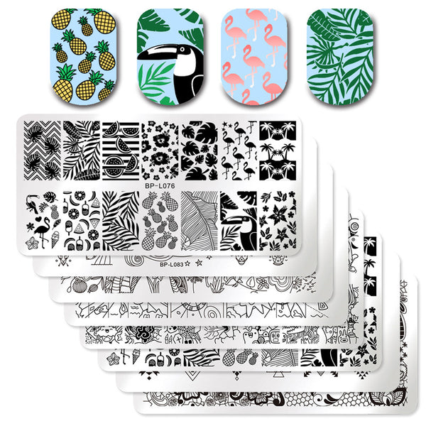 BORN PRETTY 1 Pcs Rectangle Nail Stamping Plate Nail Art Stamping Image Plate DIY Stamp Template Nail Stencil Tool Kits