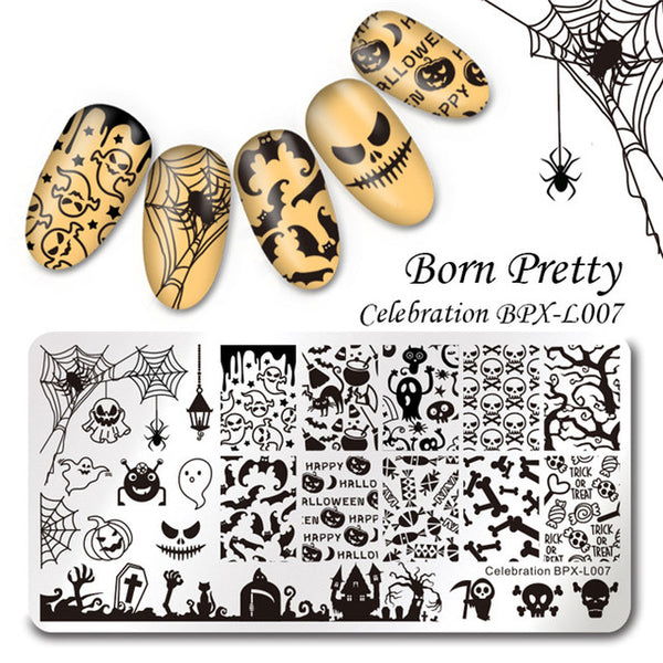 BORN PRETTY 1 Pcs Rectangle Nail Stamping Plate Nail Art Stamping Image Plate DIY Stamp Template Nail Stencil Tool Kits