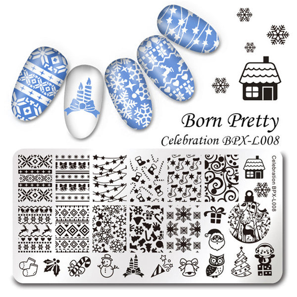 BORN PRETTY 1 Pcs Rectangle Nail Stamping Plate Nail Art Stamping Image Plate DIY Stamp Template Nail Stencil Tool Kits