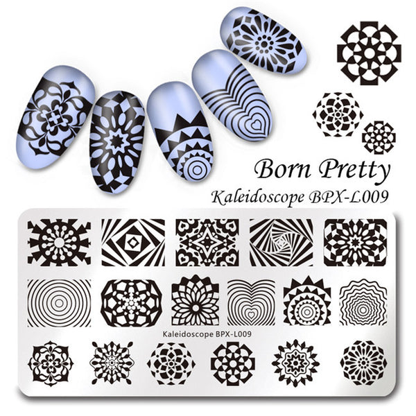 BORN PRETTY 1 Pcs Rectangle Nail Stamping Plate Nail Art Stamping Image Plate DIY Stamp Template Nail Stencil Tool Kits