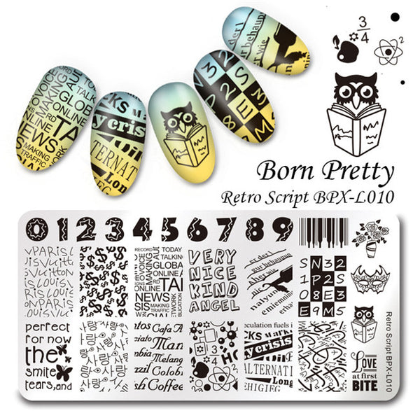 BORN PRETTY 1 Pcs Rectangle Nail Stamping Plate Nail Art Stamping Image Plate DIY Stamp Template Nail Stencil Tool Kits