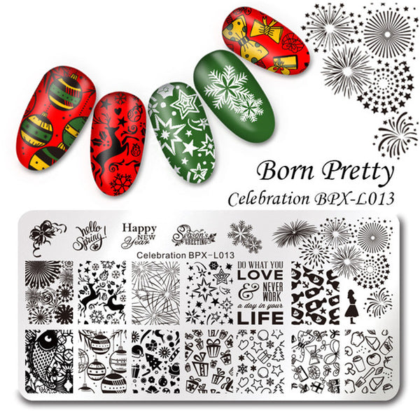 BORN PRETTY 1 Pcs Rectangle Nail Stamping Plate Nail Art Stamping Image Plate DIY Stamp Template Nail Stencil Tool Kits