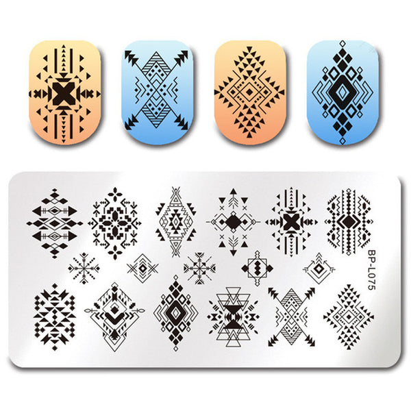 BORN PRETTY 1 Pcs Rectangle Nail Stamping Plate Nail Art Stamping Image Plate DIY Stamp Template Nail Stencil Tool Kits