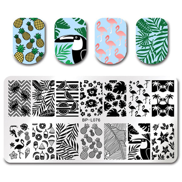 BORN PRETTY 1 Pcs Rectangle Nail Stamping Plate Nail Art Stamping Image Plate DIY Stamp Template Nail Stencil Tool Kits