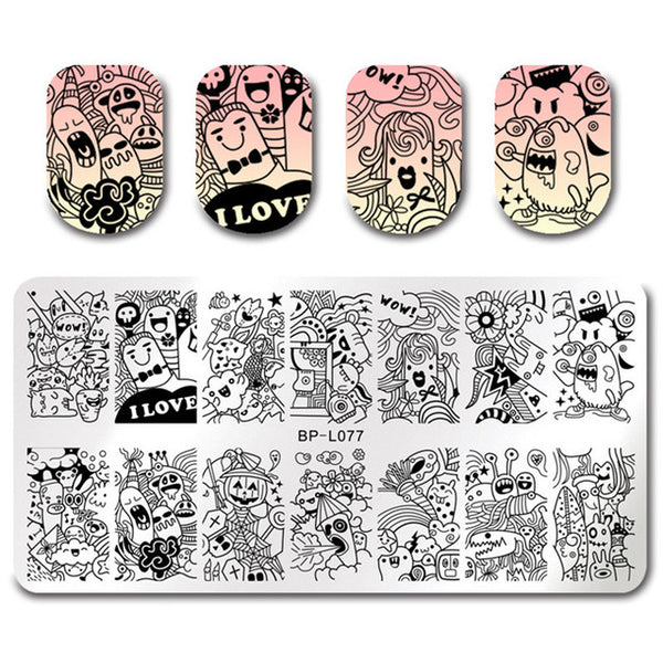 BORN PRETTY 1 Pcs Rectangle Nail Stamping Plate Nail Art Stamping Image Plate DIY Stamp Template Nail Stencil Tool Kits