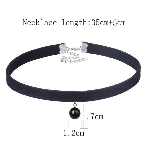 Triangle Personality Fashion Black Choker Necklaces Harajuku Pendant Necklace Beads Pendant Chokers Charm Hot Sale TAIJI NS3324