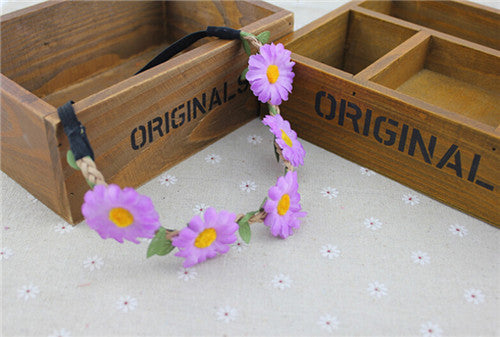 AWAYTR Boho Daisy Hair Bands for Women Hair Accessories New Wreath Headbands Festival Scrunchy Elastic Flower Hair Garland