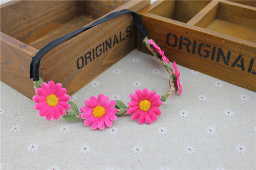 AWAYTR Boho Daisy Hair Bands for Women Hair Accessories New Wreath Headbands Festival Scrunchy Elastic Flower Hair Garland