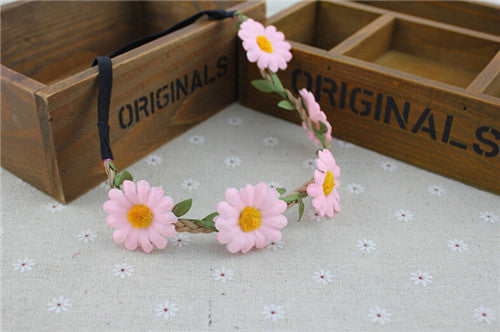 AWAYTR Boho Daisy Hair Bands for Women Hair Accessories New Wreath Headbands Festival Scrunchy Elastic Flower Hair Garland