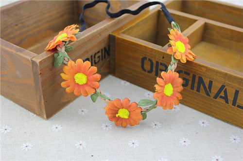 AWAYTR Boho Daisy Hair Bands for Women Hair Accessories New Wreath Headbands Festival Scrunchy Elastic Flower Hair Garland