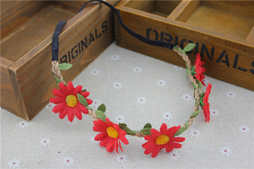 AWAYTR Boho Daisy Hair Bands for Women Hair Accessories New Wreath Headbands Festival Scrunchy Elastic Flower Hair Garland