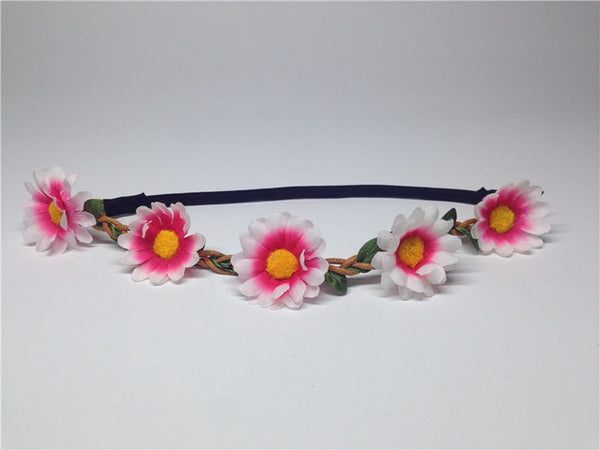 AWAYTR Boho Daisy Hair Bands for Women Hair Accessories New Wreath Headbands Festival Scrunchy Elastic Flower Hair Garland