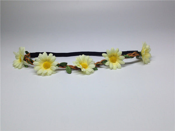 AWAYTR Boho Daisy Hair Bands for Women Hair Accessories New Wreath Headbands Festival Scrunchy Elastic Flower Hair Garland