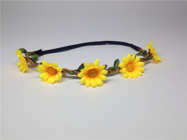 AWAYTR Boho Daisy Hair Bands for Women Hair Accessories New Wreath Headbands Festival Scrunchy Elastic Flower Hair Garland